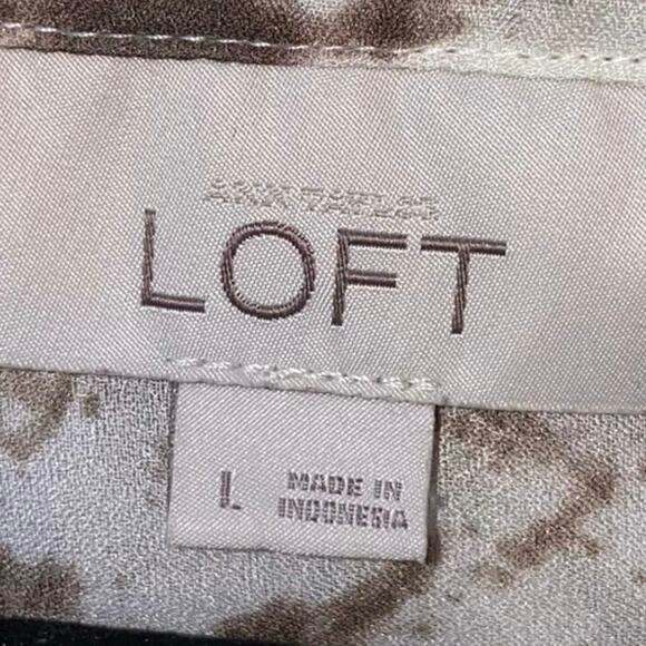 Loft Sheer Cream & Brown Splattered Blouse - Picture 5 of 6